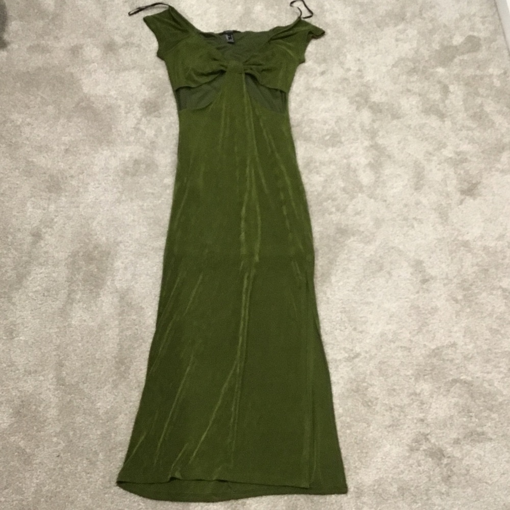 Forever 21 Olive Green Knot-Front Maxi Dress